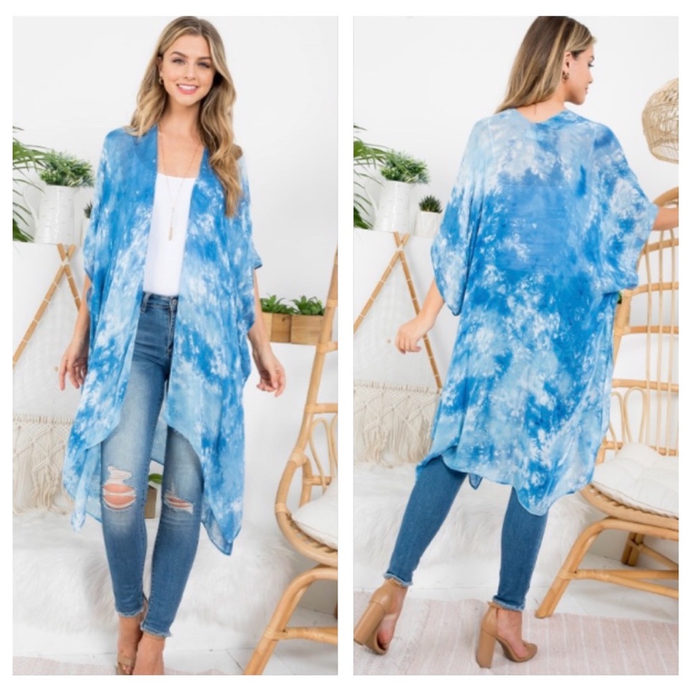 Showstopper Kimono Swim Coverup Robe Wrap with Sleeves One Size S-2XL - Picture 3 of 4